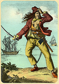 Mary Read als piraat in mannenkleren